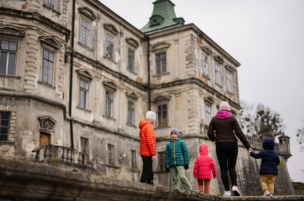 Mother with four kids visit Pidhirtsi Castle, Lviv region, Ukrai, a Person Photo by AS photostudio