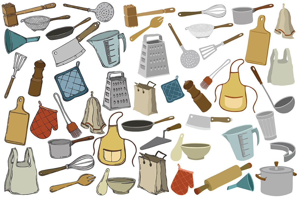 Vector kitchen utensils, an Illustration by risovanya (Photo 2 of 3)