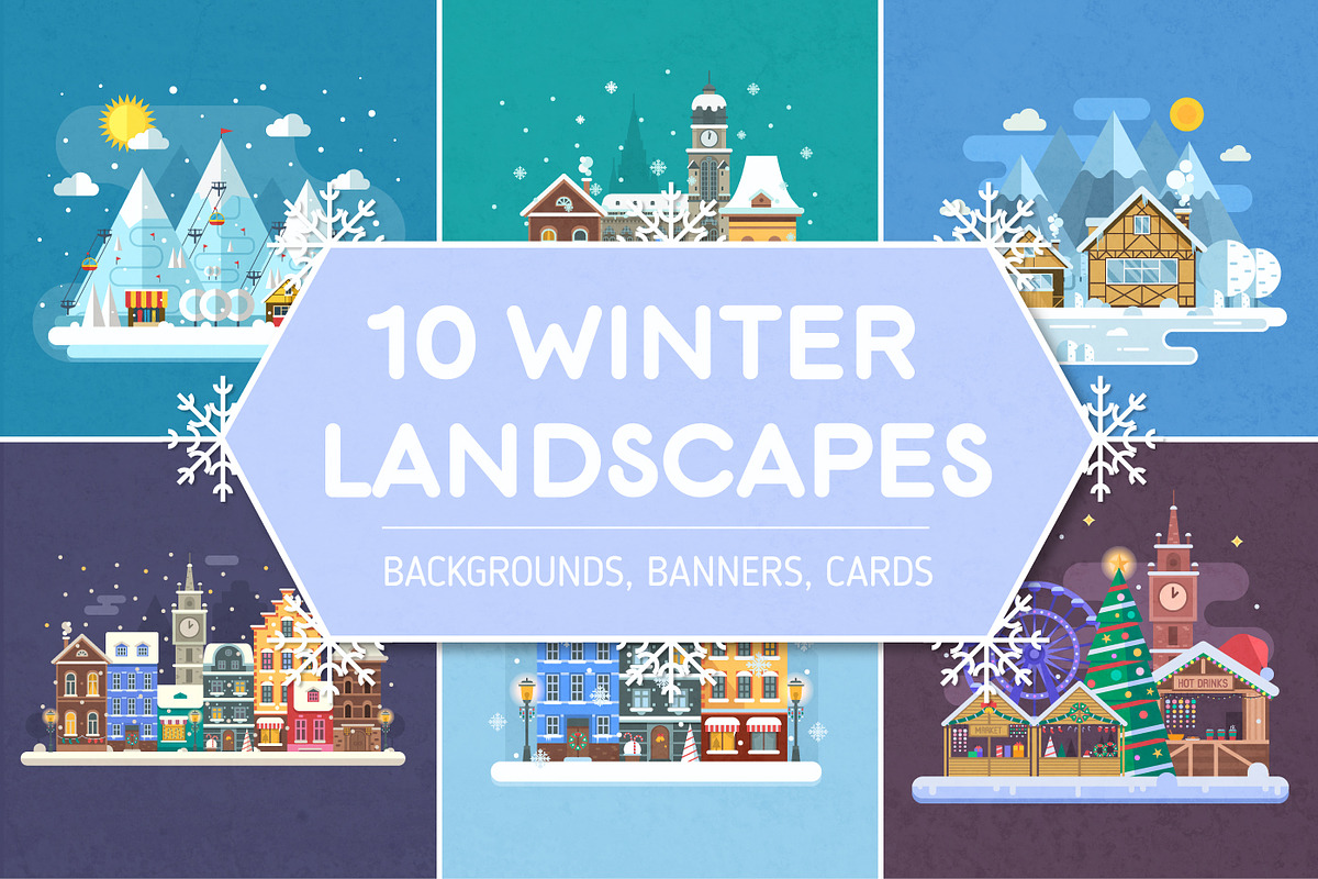 Winter Backgrounds and Landscapes, a Decorative Illustration by Alex Krugli (Photo 1 of 11)
