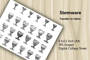 Transfer to Fabric  - Stemware, a Print Template by Kseniya-Omega