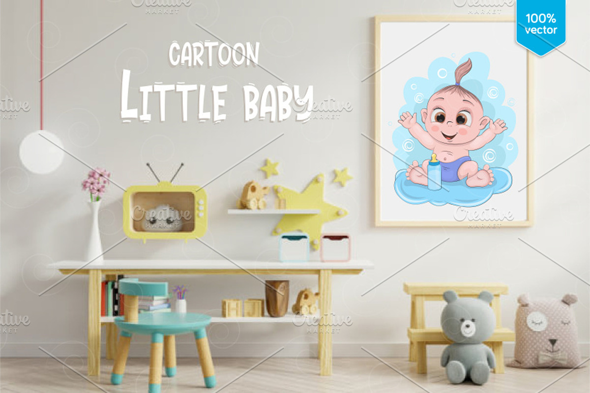 Cute little baby. Tshirt, PNG., a Person Illustration by KENO Mascots (Photo 4 of 5)