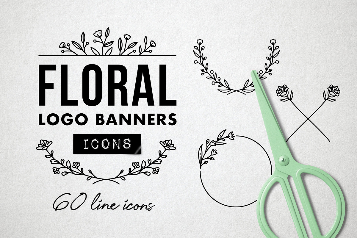60 Flower Logo Borders, Floral Icons, an Outline Icon by Hatch Design Workshop (Photo 1 of 11)