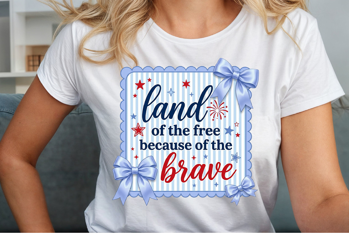 Preppy 4th of July Png, Land of Free, a Seasonal Illustration by Sublimation Artist (Photo 5 of 9)
