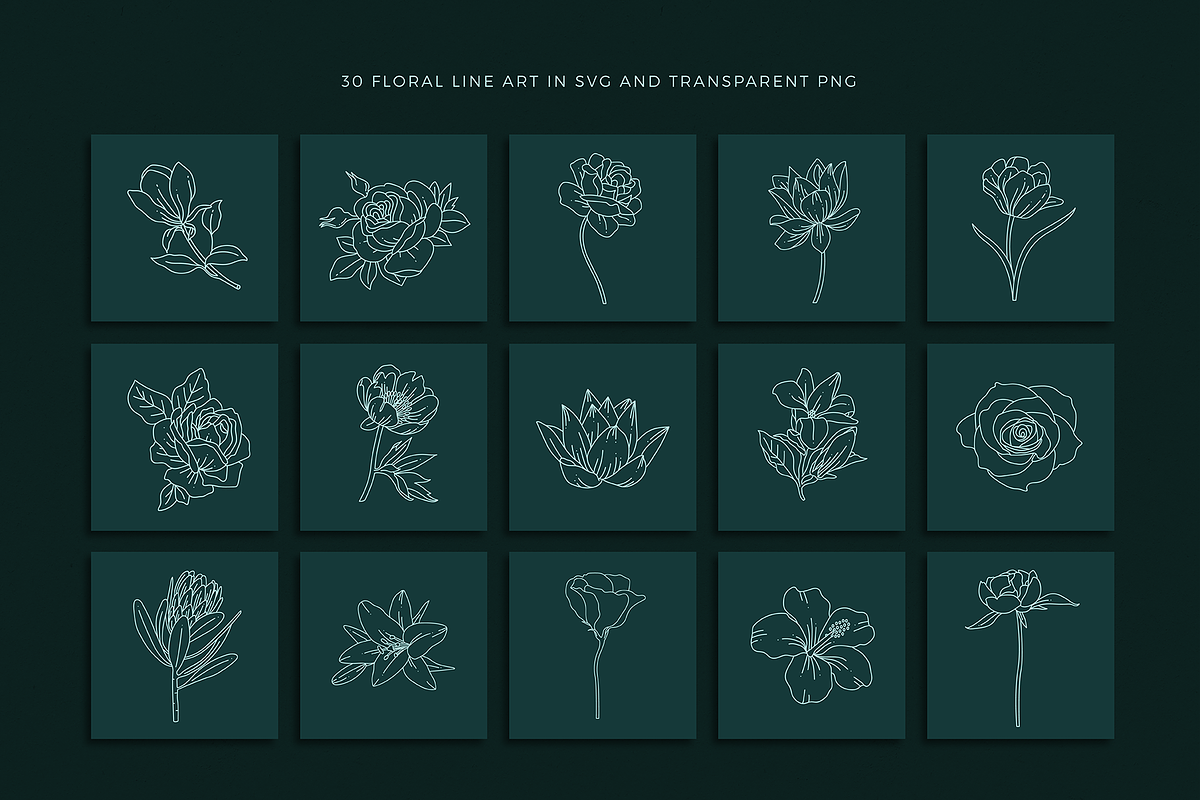 Floral Logo Line Art Set, an Illustration by Rough Edges Supply Co. (Photo 2 of 11)