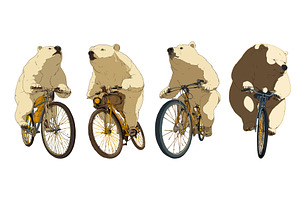 Polar bear riding vintage bicycle, a Sport Illustration by Onyx