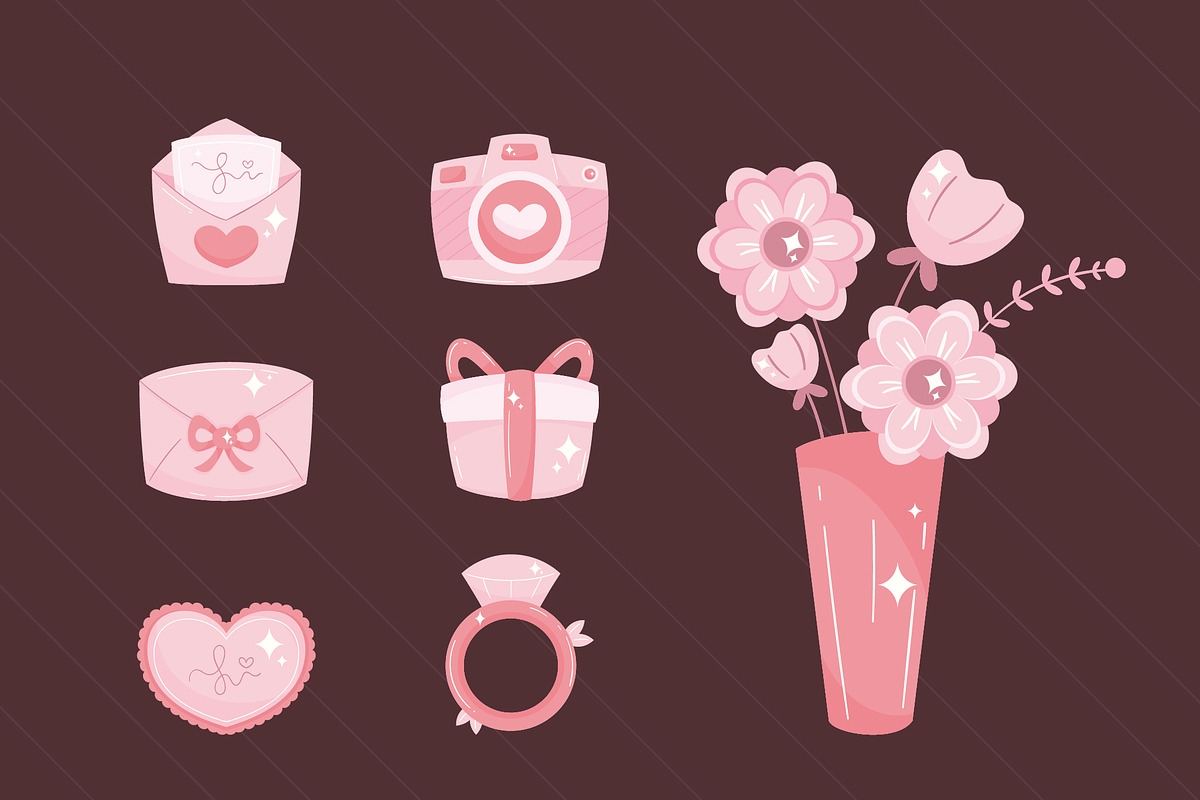 Romantic Wedding and Love Icons preview 3