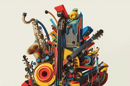 Collage of musical instruments
