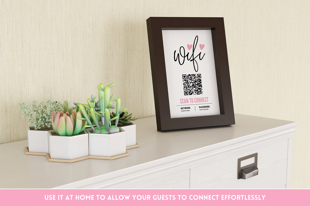 Pink & Black WiFi QR Code Sign, a Flyer Template by SunshineStudioBoutique (Photo 7 of 10)