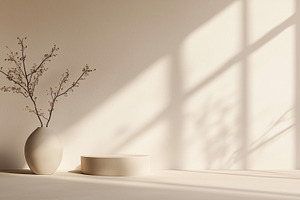 Minimalist beige interior with vase, an Architecture Photo by MistyDay