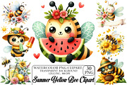 Watercolor Summer Yellow Bee Clipart, an Illustration by DreamPrint404 (Thumbnail 1 of 5)