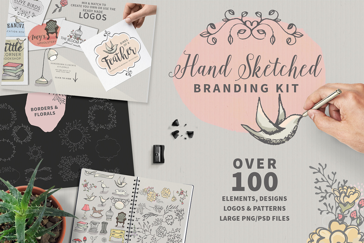 SKETCHED LOGO & CARD elements, an Illustration by Ingrid Marais Design (Photo 1 of 7)