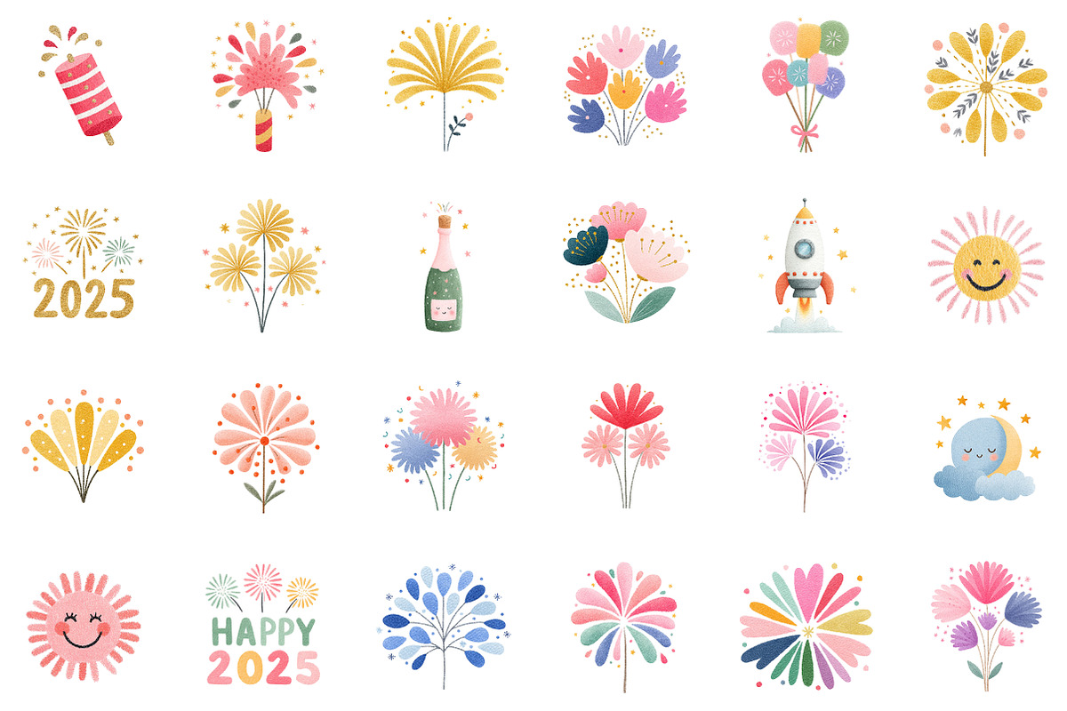 Happy New Year Fireworks Clipart Bun, an Illustration by Sublimation Artist (Photo 2 of 6)