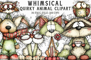 Whimsical Quirky Animal Clipart, an Illustration by Libby Wishes