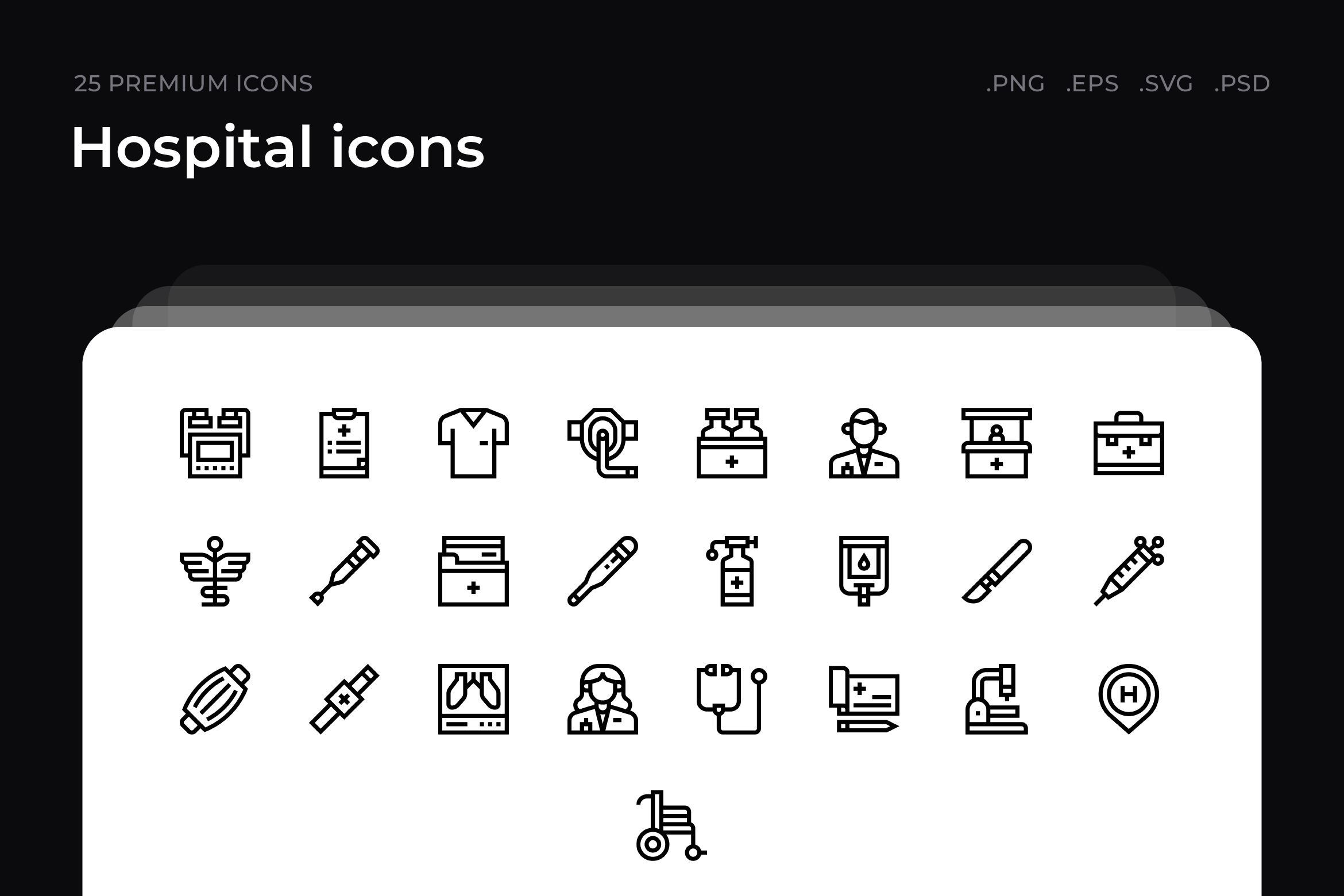 Hospital icons, an Outline Icon by Eljan