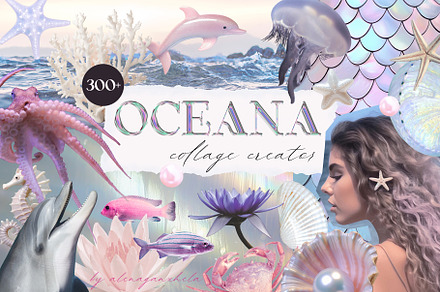 OCEANA collage creator pack, an Object Graphic by alenaganzhela