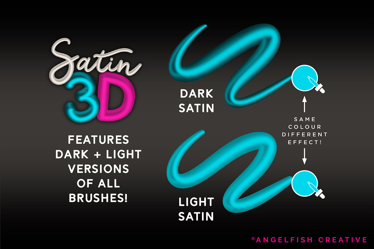 Satin 3D Brushes for Procreate, a Brush Add-On by AngelfishCreative (Photo 2 of 8)
