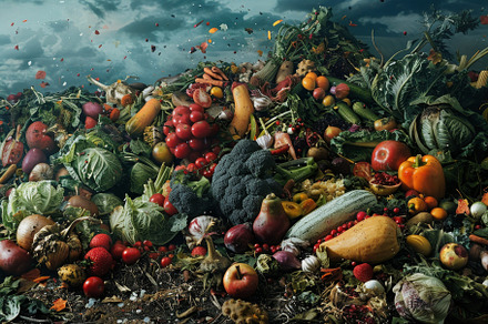 A large pile of vegetables and fruit, a Photo by Iftikhar Alam