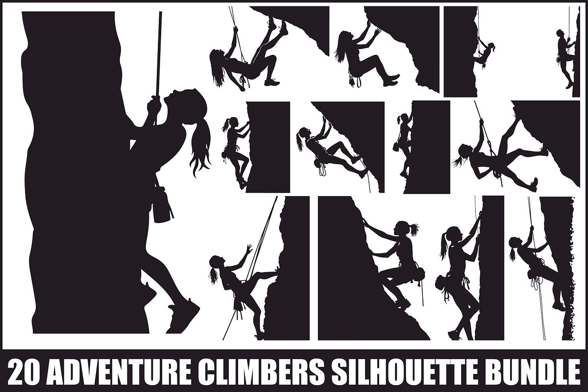 Adventure Climbers Silhouette Set, an Illustration by jahid234 (Photo 1 of 21)