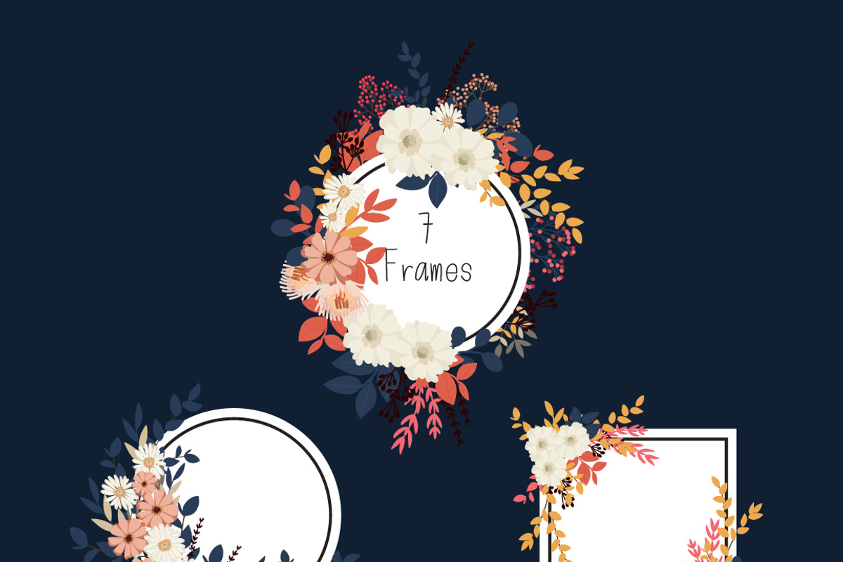 Fall / Autumn Flower ELEMENTS SET, a Decorative Illustration by MooBeer (Photo 5 of 6)