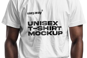 Man Wearing T-Shirt PSD Mockup