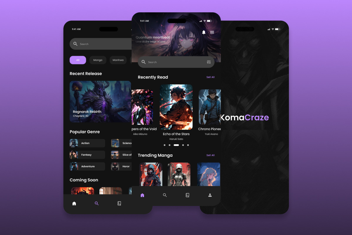 KomaCraze - Manga Mobile App, an App Template by trabaskriya (Photo 2 of 5)