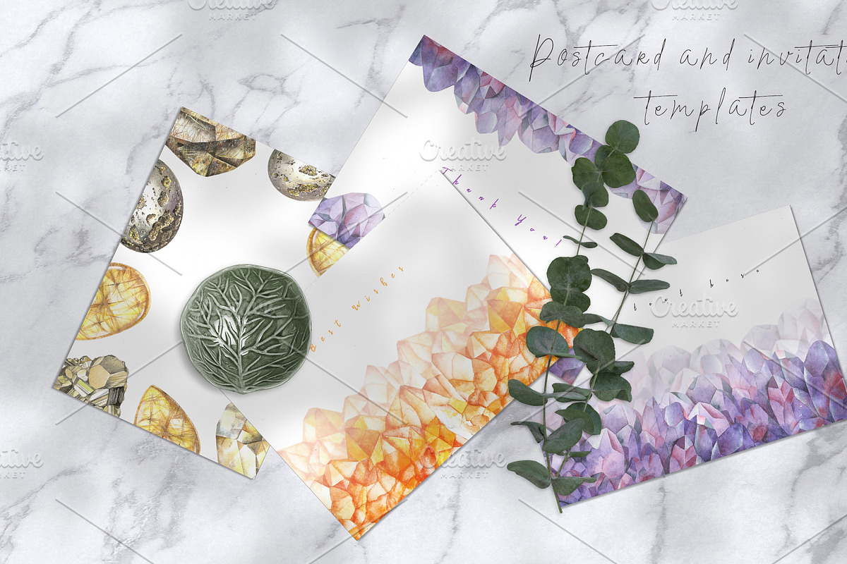 Watercolor crystals & chakra stones, a Texture Illustration by Alena Solonshchikova (Photo 6 of 9)