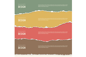Torn paper banners. Color ripped, an Illustration by Frogella