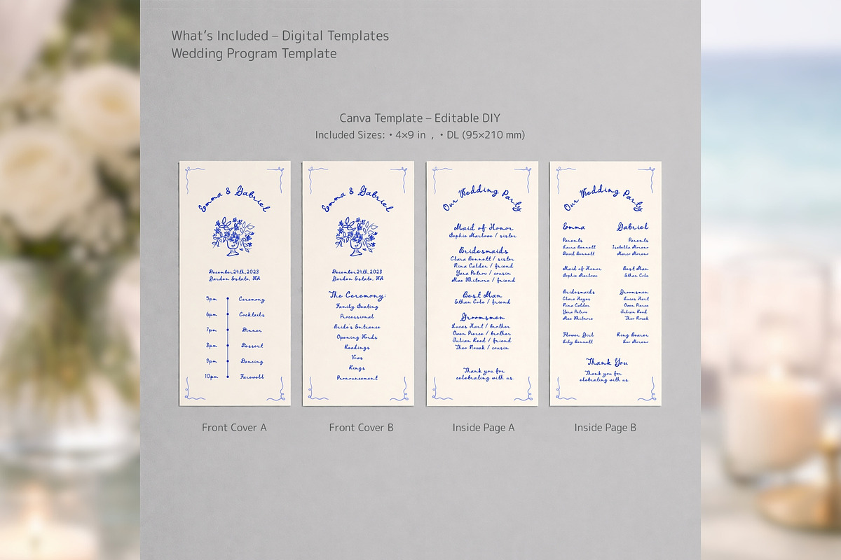 HandDrawn Wedding Program bd001, a Card Template by TyphoonStudio (Photo 2 of 8)