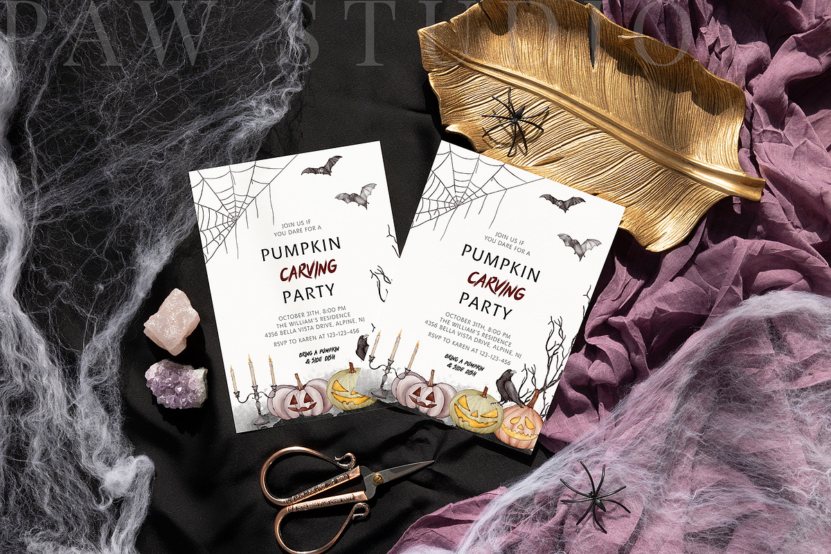 Halloween Card Mockup 5x7 2c5 fall, an Advertising Mockup by PawMockups (Photo 5 of 10)