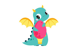 Cute Turquoise Little Dragon With