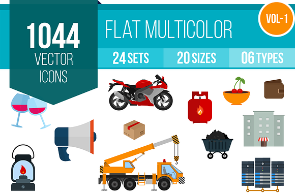 1000 Flat Multicolor Icons (V1)