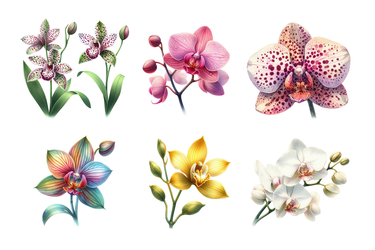 Watercolor Orchid Clipart, an Illustration by Daily.Designs (Photo 4 of 5)