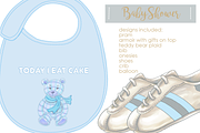 Baby Shower Baby Boy Patterns, an Illustration by Whimseez (Thumbnail 2 of 3)