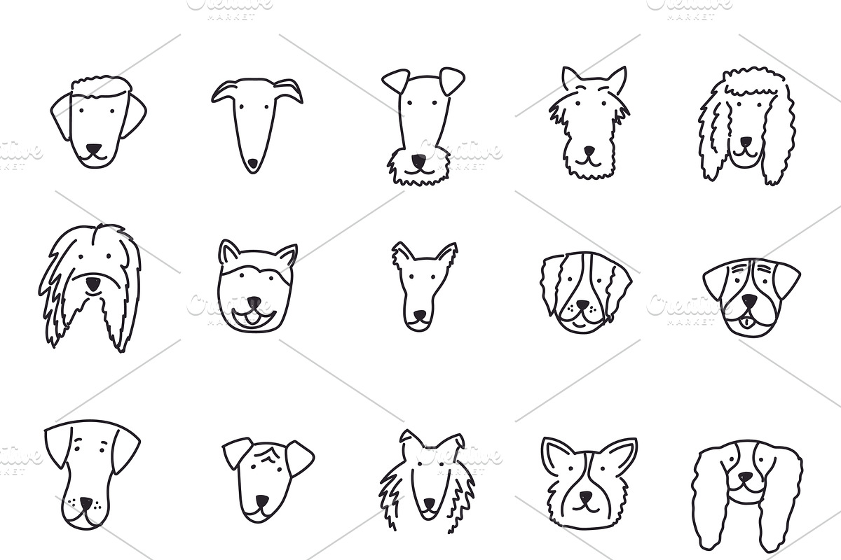 Cute Doodle Dog Faces, an Animal Illustration by Liz Pengilley Studio (Photo 6 of 7)