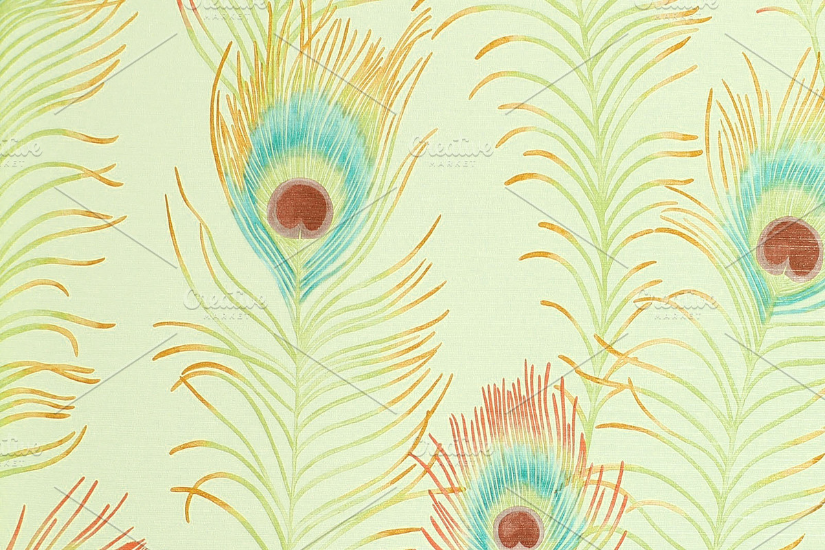 Watercolor floral & Peacock feathers, a Pattern Graphic by DidiArtWorld (Photo 2 of 6)