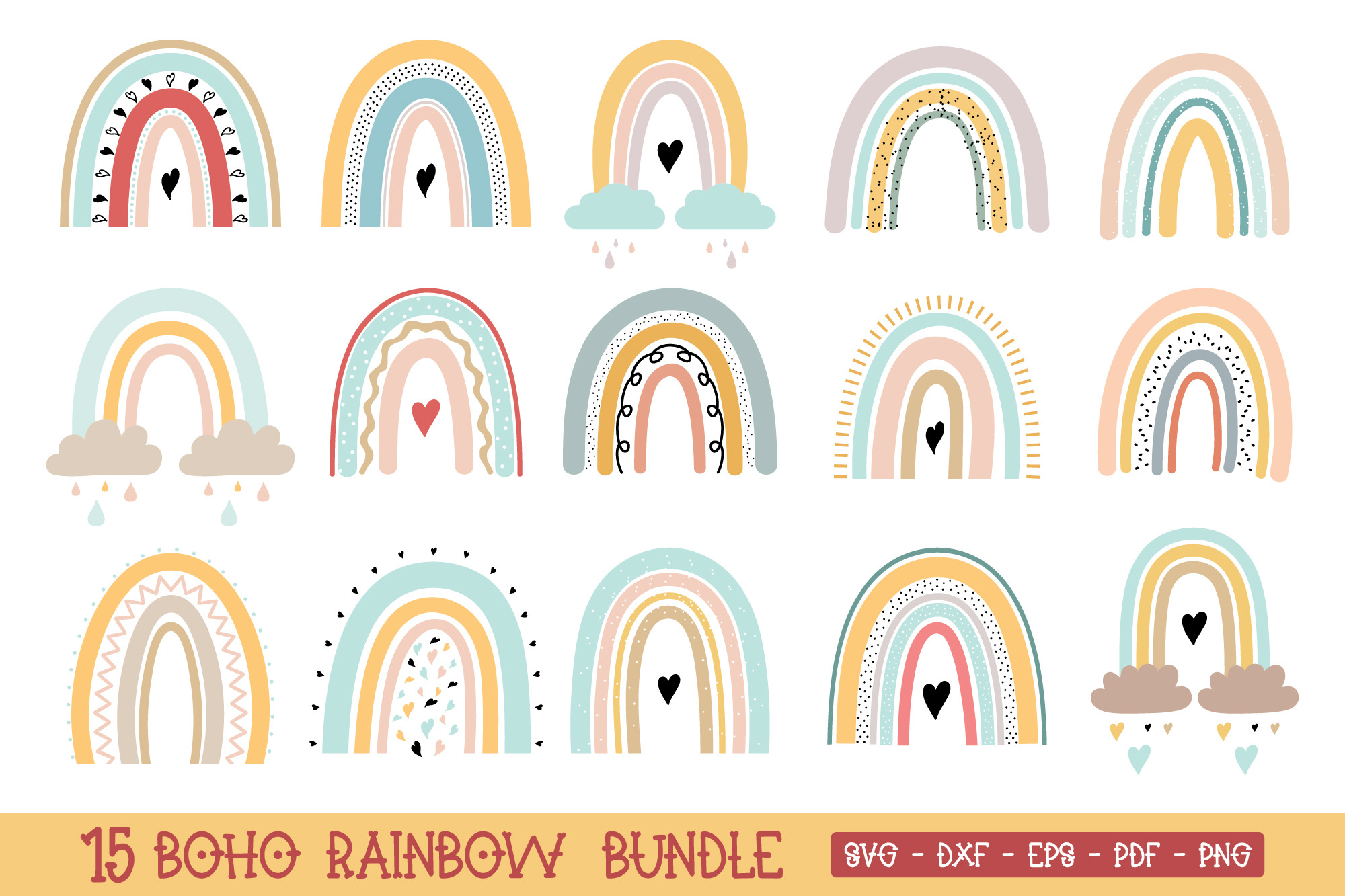 Boho Rainbow SVG Bundle, a Graphic by CraftlabSVG