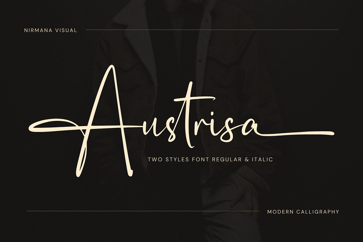 Austrisa - Modern Calligraphy, a Script Font by Nirmana Visual (Photo 1 of 12)
