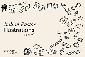 Italian Pastas Illustrations