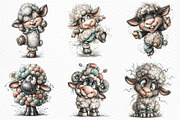 Crazy Sheep Clipart, an Illustration by Craft Nest (Thumbnail 6 of 6)