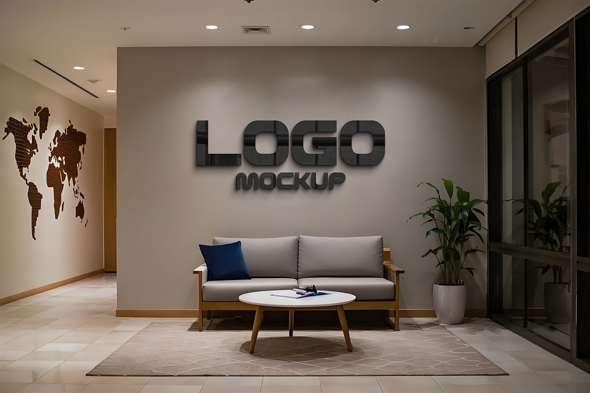 Modern Office Wall Logo Mockup, a Mockup by GenesisCreativeCo (Photo 3 of 3)