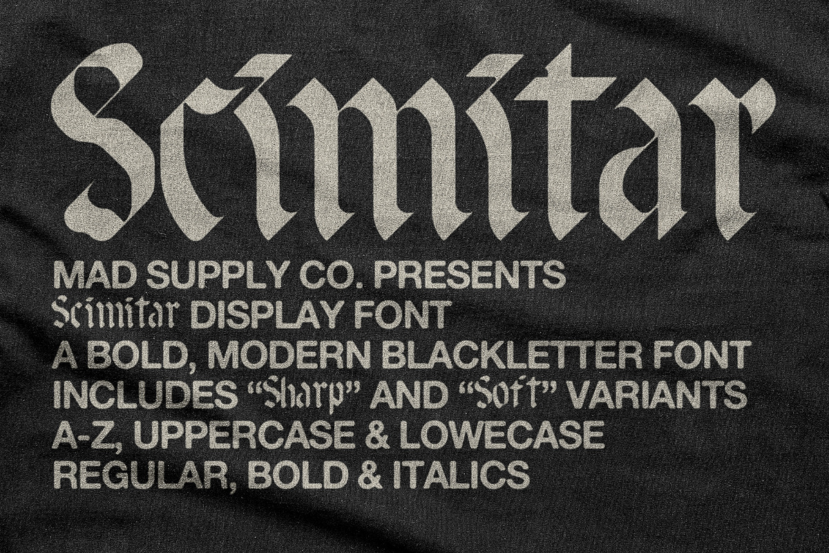 Scimitar | Blackletter Display Font, a Blackletter Font by Mad Supply (Photo 3 of 9)