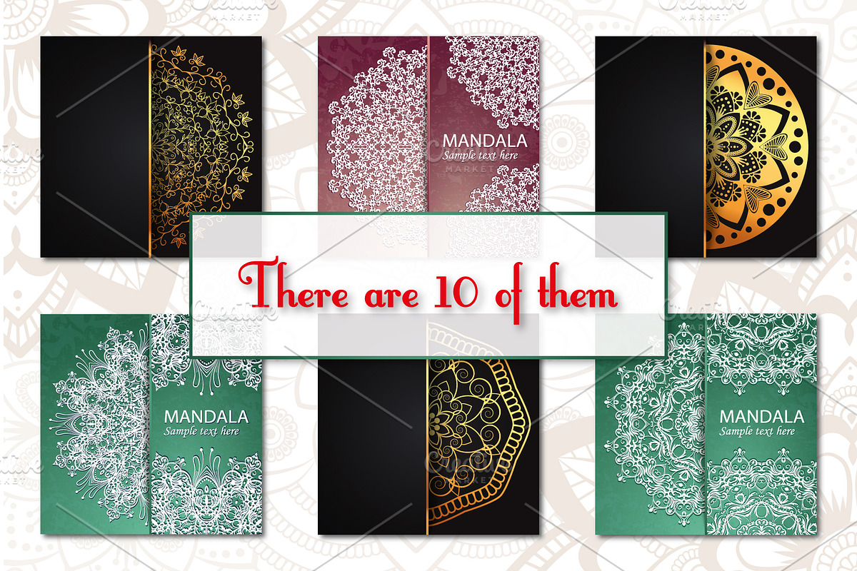 Vintage greeting cards with mandala, a Templates & Theme by BEZIL-ART (Photo 4 of 8)