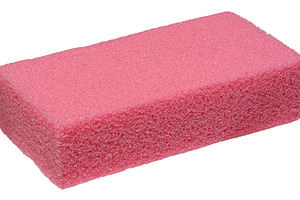 A pink rectangular pumice stone with a porous texture on an isol, a Beauty & Fashion Photo by ndanko