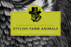 Stylish farm animals - illustrations