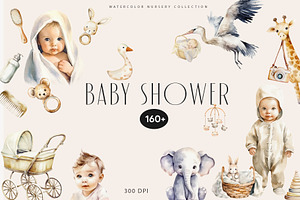 Baby Shower Watercolor Clipart