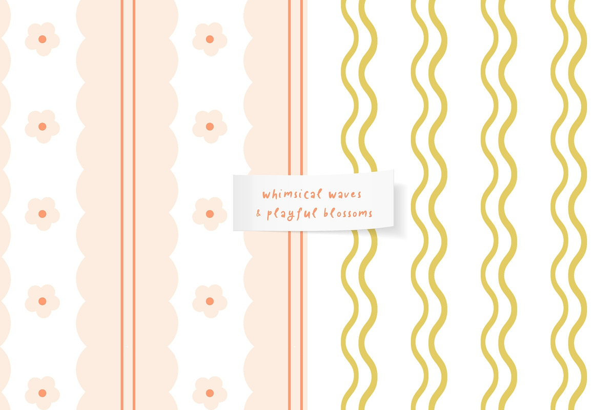 Wave & Blossom Seamless Patterns, a Pattern Graphic by PaperJamLab (Photo 2 of 21)