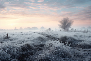 Winter morning sunrise on field landscape, a Nature Photo by AlyaAnd