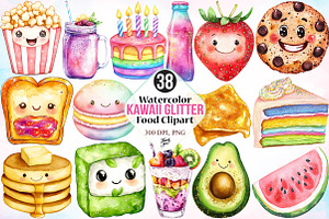 Watercolor Kawaii Glitter Food PNG, an Illustration by Canvas Craft