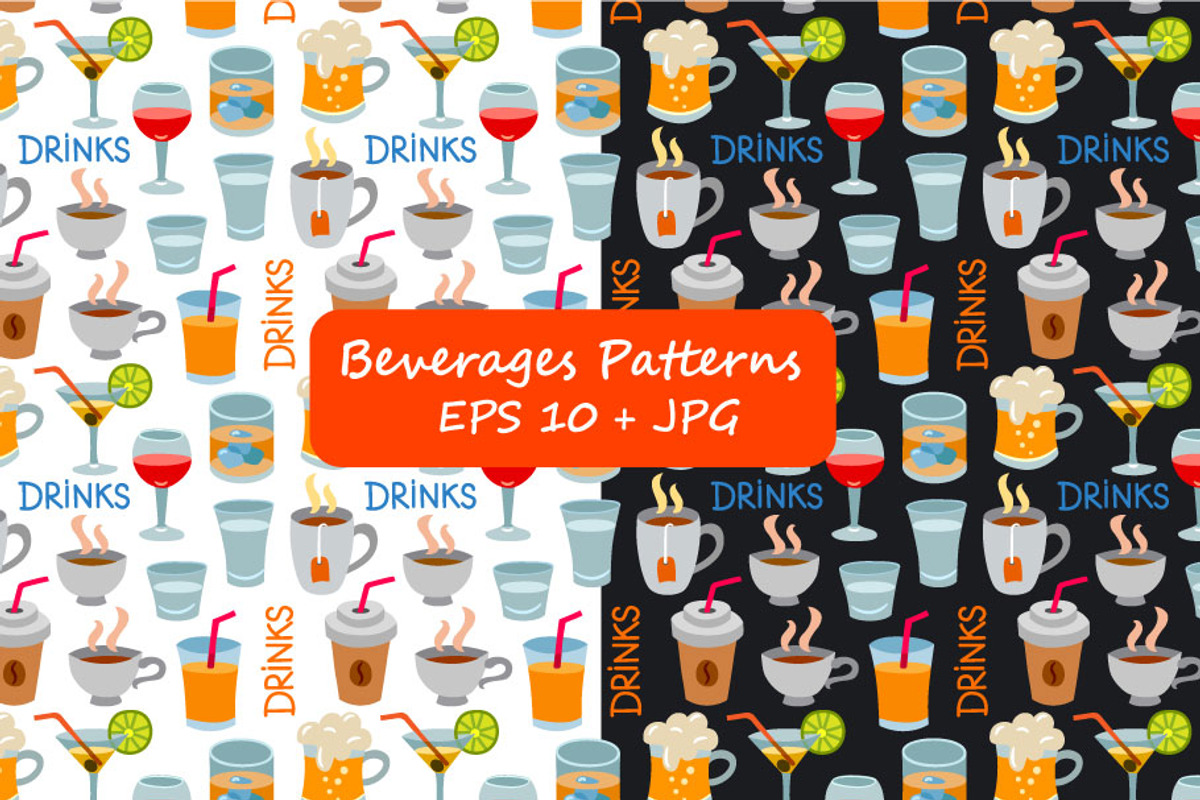 Beverages Seamless Patterns, a Pattern Graphic by Oleg Tokarev Art (Photo 1 of 3)