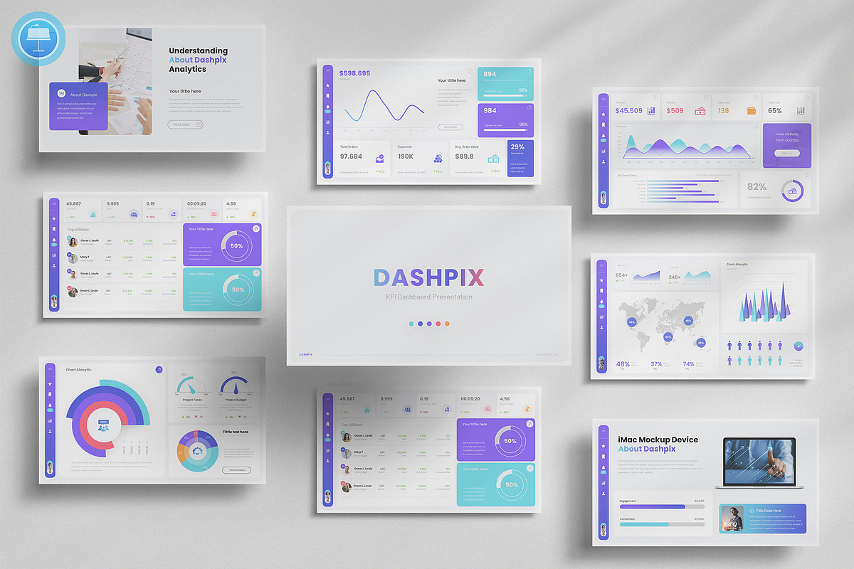 KPI Dashboard Keynote, a Presentation Template by Pixslides (Photo 1 of 5)